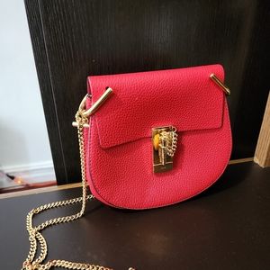 Chloe Grained Lambskin Drew Shoulder Bag - Red